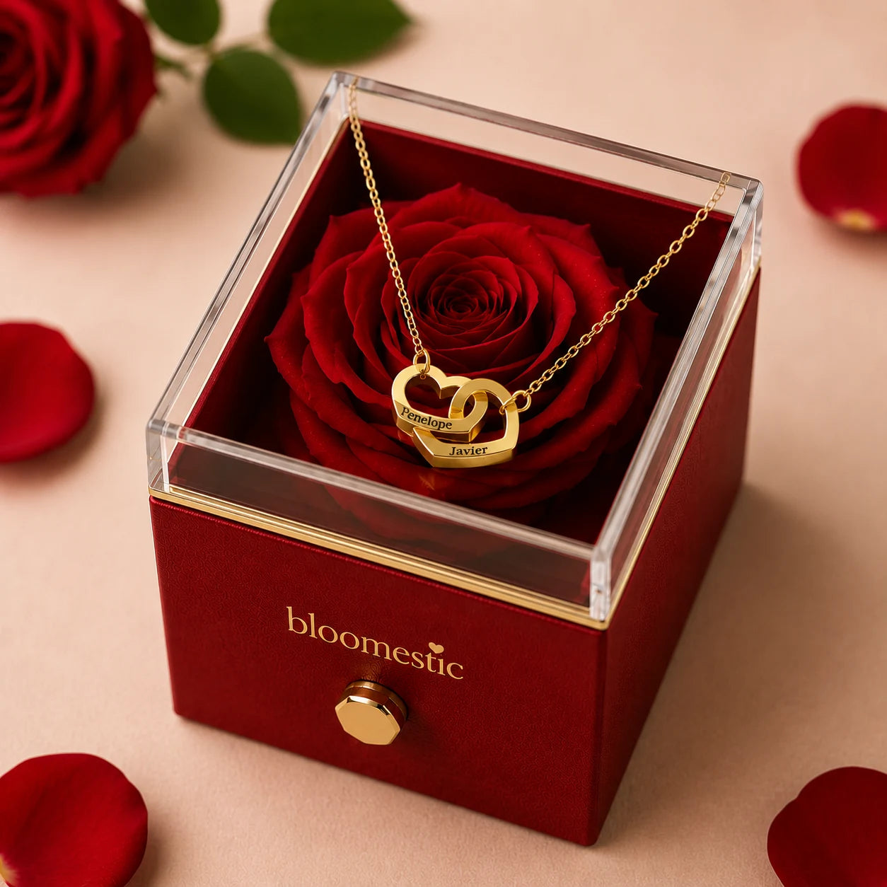 Rosa Eterna con Collana Personalizzata — Il Regalo che si Apre con un’Emozione